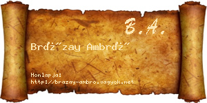 Brázay Ambró névjegykártya
